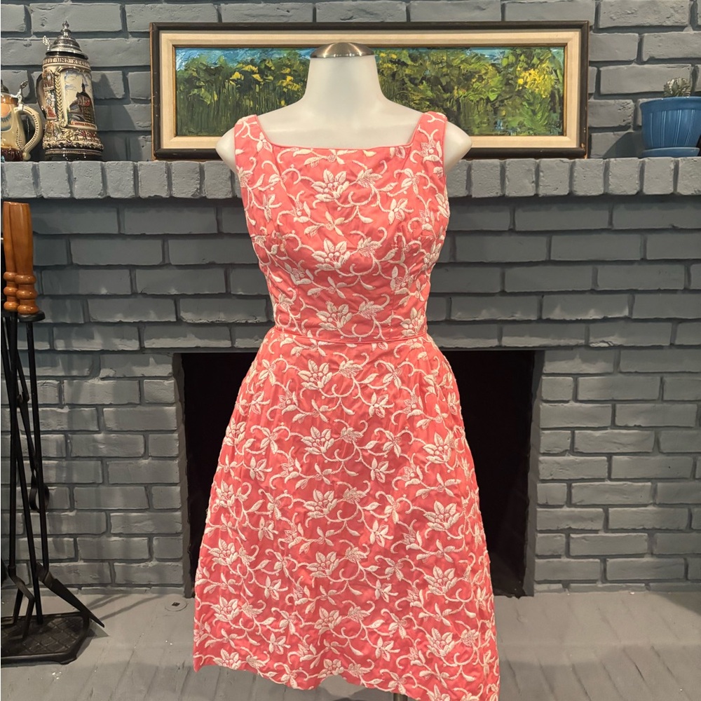 Sleeveless pink Floral A-Line Dress
